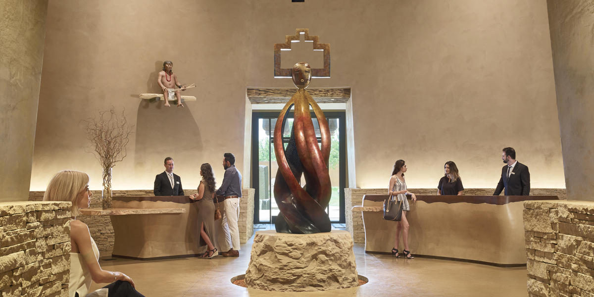Hotel Chaco lobby with sculpture
